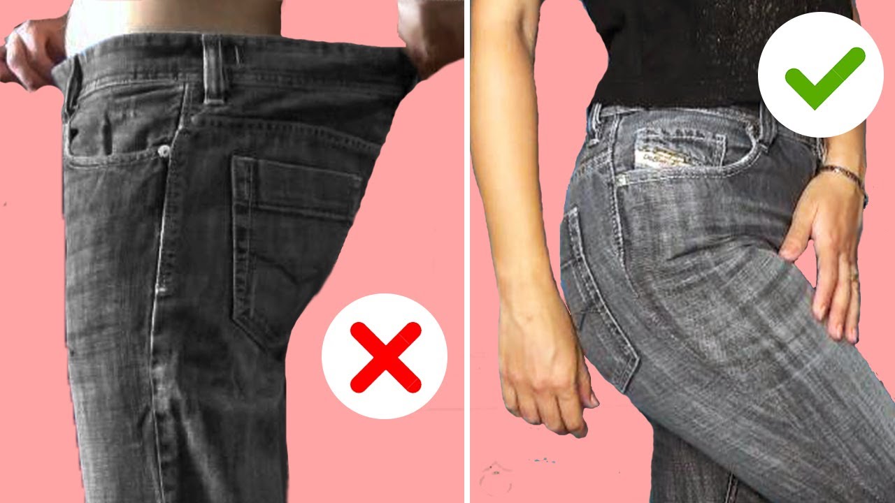 How to tighten the waist of jeans 👖 3 WAYS to change the waist of the  pants 