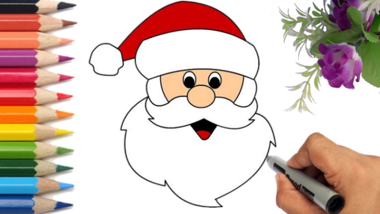 How to draw easy santa claus face step by step kids