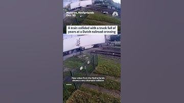 A train collided with truck full of pears at Dutch railroad crossing