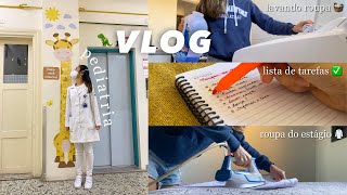 rotina, tarefas de casa, look branco da faculdade e estágio na pediatria | vlog