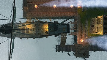 D&D Animated Encounter Battle Map - Harbor Town Docks Night Gridless