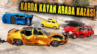 KARDA KAYAN ARABA KAZALARI // FREN TUTMAZ BUZ YOLLAR // BeamNG.drive // ICE ROAD