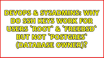 Why do SSH keys work for users `root` & `freebsd` but not `postgres` (database owner)?