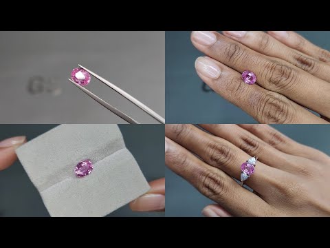 Unheated sapphire Vivid Pink Oval Cut  1.55 carats, Sri Lanka Video  № 1
