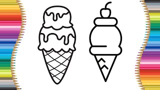 How to Draw  Rainbow color Ice creams 🍦🍧 for Kids