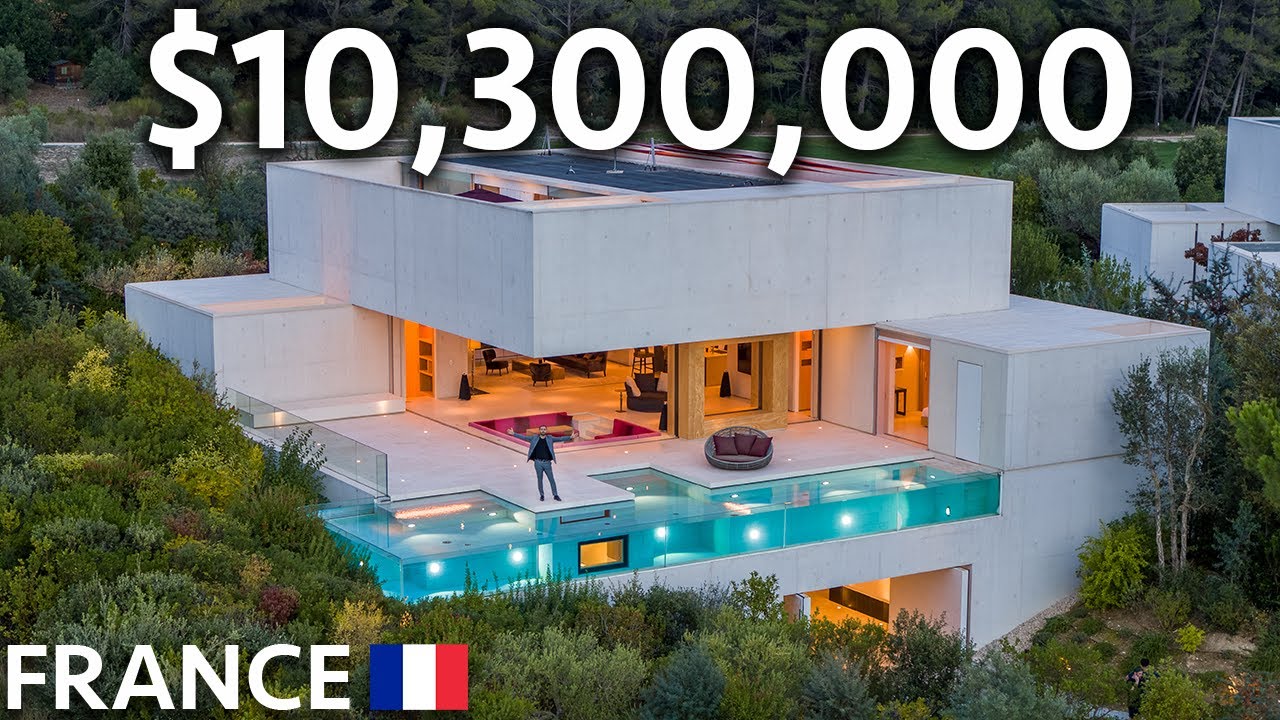 ⁣Touring $10,300,000 Minimalist CONCRETE Modern Mansion in the South of France