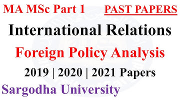MA Part 1 International Relations Paper 4 Past Papers Sargodha University | MA MSc Past Papers UOS
