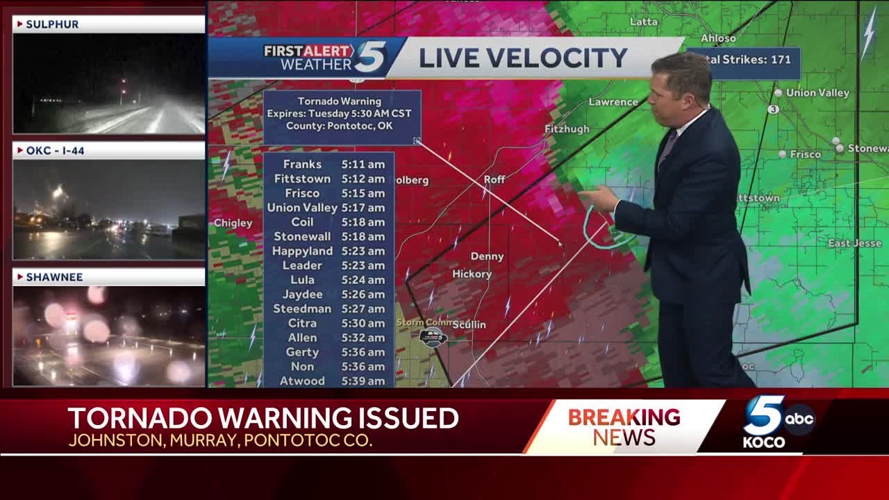 Tracking tornado-warned storms in Oklahoma - YouTube