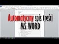 Jak stworzyć automatyczny spis treści w MS Word 2007 - YouTube
