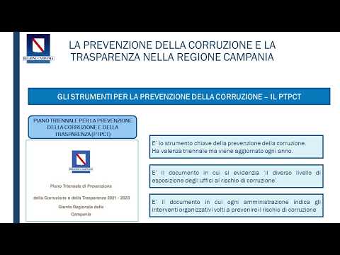 La prevenzione della corruzione e la trasparenza nella Regione Campania