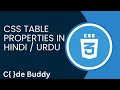 CSS Table Properties Tutorial in Hindi / Urdu
