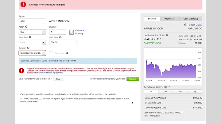 How to buy and sell stock BEFORE & AFTER Market with Etrade (3min)
