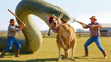 Heroic Rescue Team Saves Lonely Kangaroo from Giant Python Terrifying Attack🐴🐍