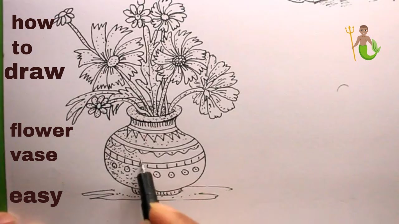 How TO Draw flower vase step by step/draw flower vase/flower vase