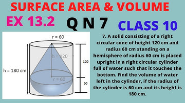 Ex13.2,QN7,a solid consisting of a right circular cone of height 120cm & radius 60cm standing on hem