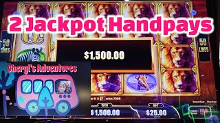 Winning two hand pays at Prairie Meadows Cheryls Adventures