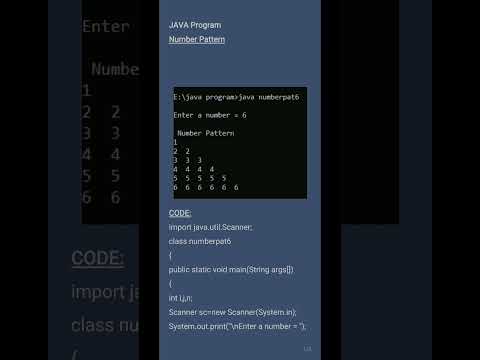 Number Pattern In Java | Part 5 #youtubeshorts#trending #codingshortvideo #javatutorialforbeginners