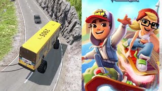 Subway surfers Run || Police car Track  Bus Hit Cars || Android game Play Mobile Games Fun