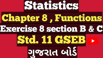 Std. 11 Statistics functions  chapter 8 Exercise 8 Section B and Section C one shot @StudyPointPro