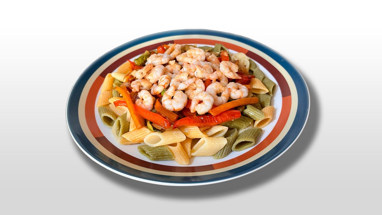 PASTA CON GAMBAS Y VERDURAS