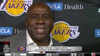 Magic johnson quits lakers job ...