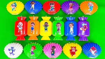 Cocomelon Slime🌈 Finding Hidden Rainbow Slime Seashells & Candy with JJ & Pinkfong! Satisfying ASMR