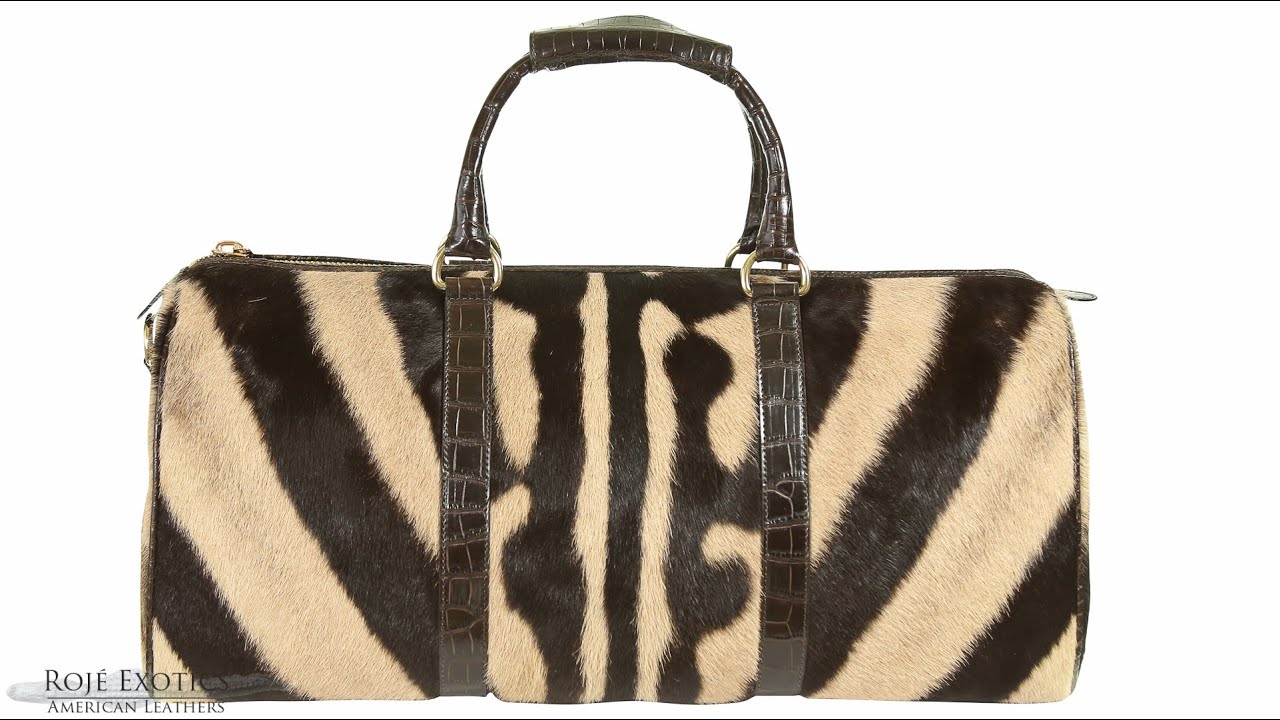 Anio Duffle Zebra Trimmed with Brown Alligator