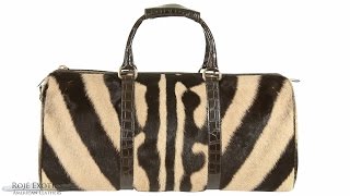 Famous Anio Duffle Zebra Trimmed with Brown Alligator Profile