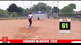 Shannon McAuliffe 2026 Pitcher/Corner Softball Skills Video screenshot 1