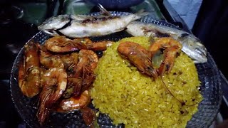 طبق الجمبري مع السمك الدنيس وأرز السمك يجنن @meroomaher1111