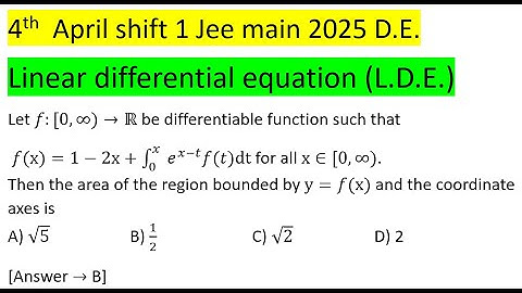 Let f:[0,∞)→R be differentiable function such that f(x)=1-2x+∫0^x e^(x-t) f(t)dt for all x∈[0,∞).