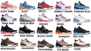 EVERY AIR JORDAN 3 TO BE EVER REALISED COLORWAY WITH NAMES FROM 1988_2024