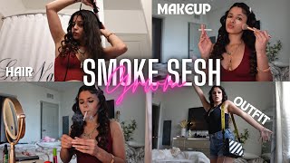 GRWM SMOKE SESH FADED AF | HAIR+MAKEUP+OUTFIT 💗