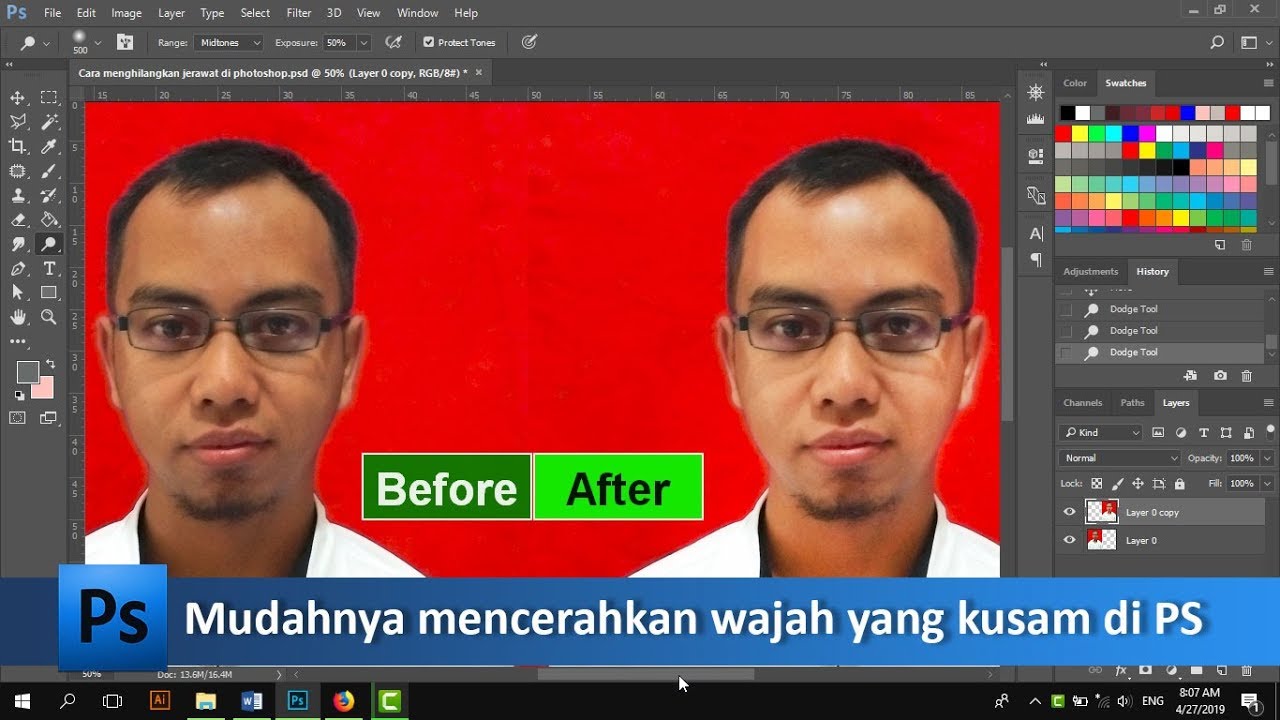 Cara mudah mencerahkan wajah yang kusam di photoshop | tutorial89 - YouTube