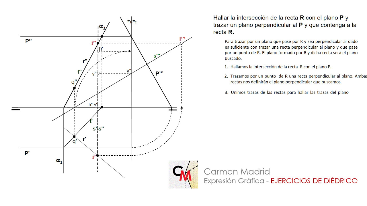 DIÉDRICO: Plano perpendicular a otro y que contenga una recta dada