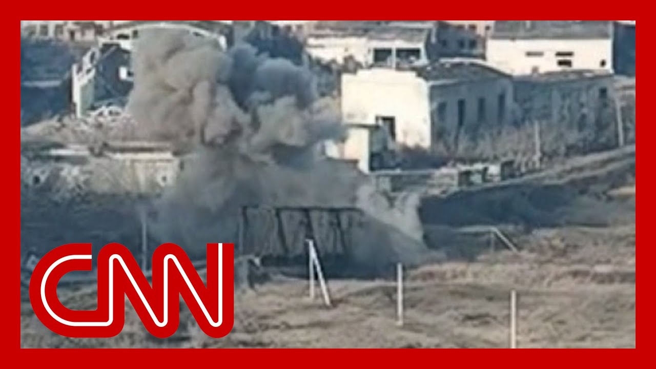 The video shows the critical Bakhmut supply bridge destroyed by Russian forces