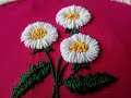 Bullion stitch daisy flower embroidery | Margaritas en Puntada Rococo | Hand embroidery