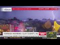 Strong lightning strikes in sky of north Georgia during severe storms