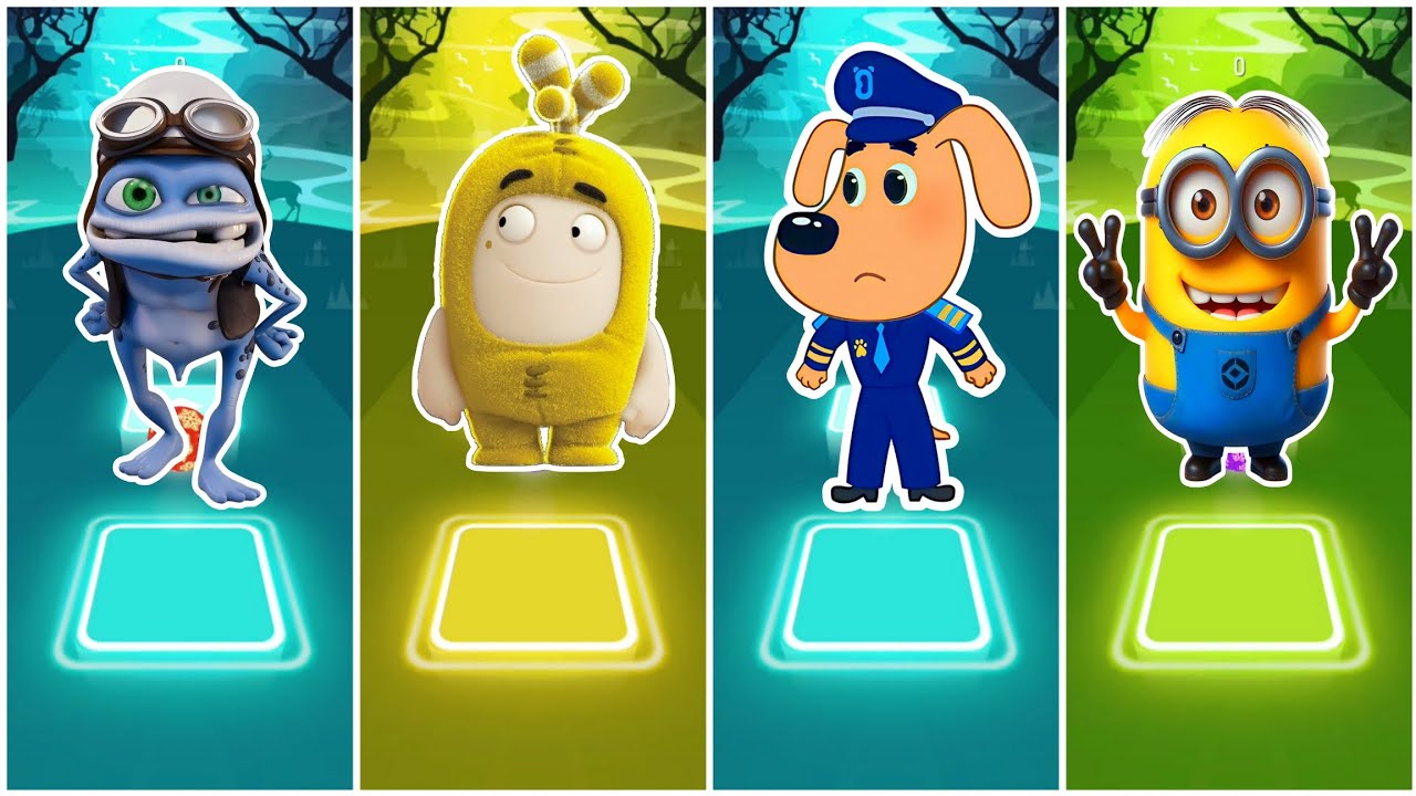 Crazy Frog Vs Oddbods Fuse Vs Sheriff Labrador Vs Minions - Tiles Hop Coffin Dance Songs🎶