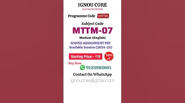 MTTM 07 Solved Assignment PDF 2024-25 in English, MTTM program MTTM-07 Solved assignments