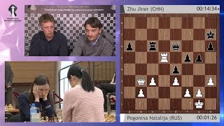 Natalija Pogonina beats Zhu Jiner / FIDE Women's World Championship 2018 / Round 2.2