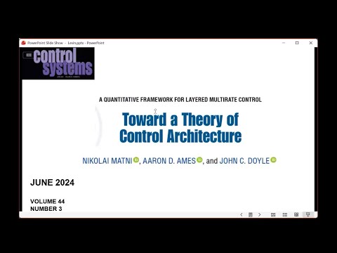 "Toward a Theory of Control Architecture" by John C. Doyle