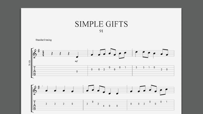 Simple Gifts  Free Easy Piano Sheet Music and Guitar Chords – the