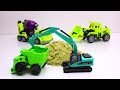 Transformers Excavator, truck, cranes Stop Motion - Tobot Police Cars Stuck in the jelly & Car Wash