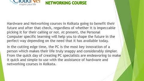 Hardware and Networking certificate Course in Kolkata, join Cloudnet