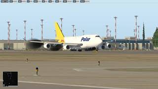 Trying out the default 747, taking off (XP11)