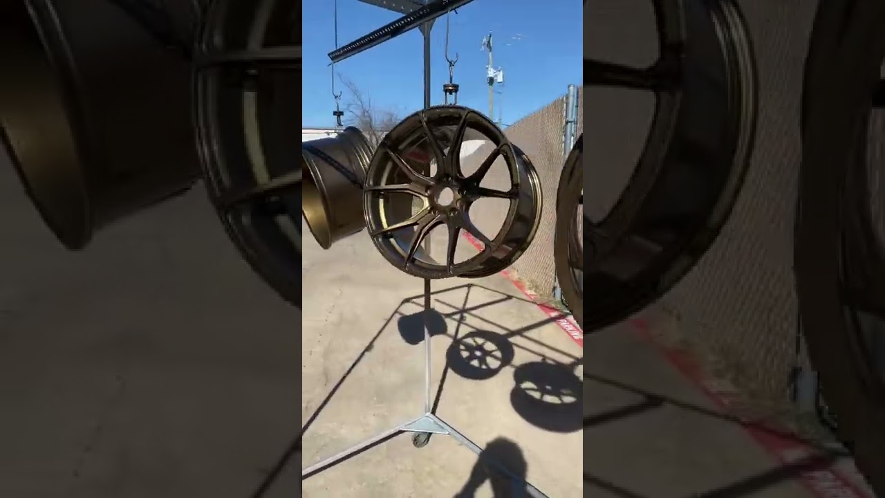 Golden metallic bronze powder coated wheels by Unit F14 Powder Coating