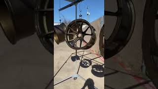 Golden metallic bronze powder coated wheels by Unit F14 Powder Coating