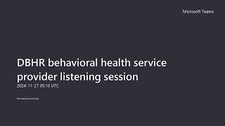 Monthly call for behavioral health service providers