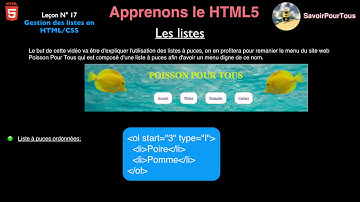 Leçon N° 17: les listes - Apprendre HTML5 - CSS3